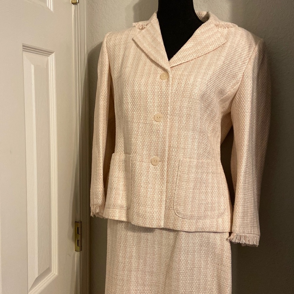 Nicola Suit, designed in Italy, spring colors, jacket and skirt lined.